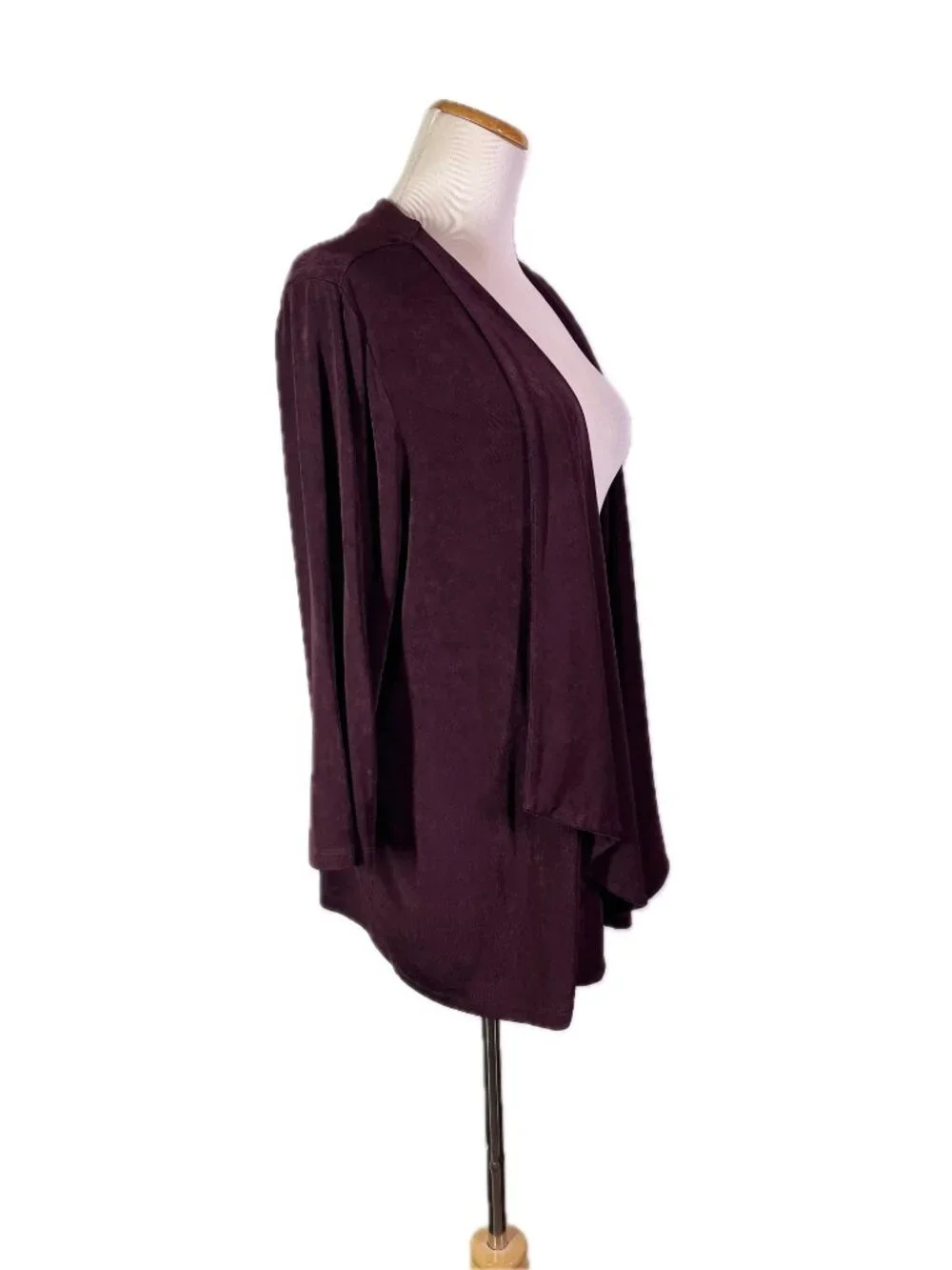 Chico's Travellers Size 3 (16/18) Plum Purple Open-Front Cardigan Stretch
